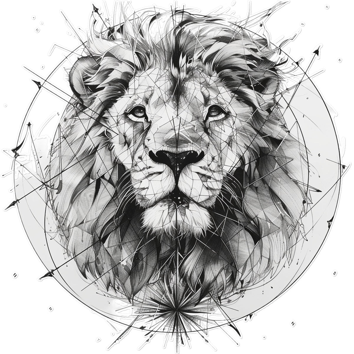 Lion Compass Temporary Tattoo Tattoos Prodigi 8"x8"  