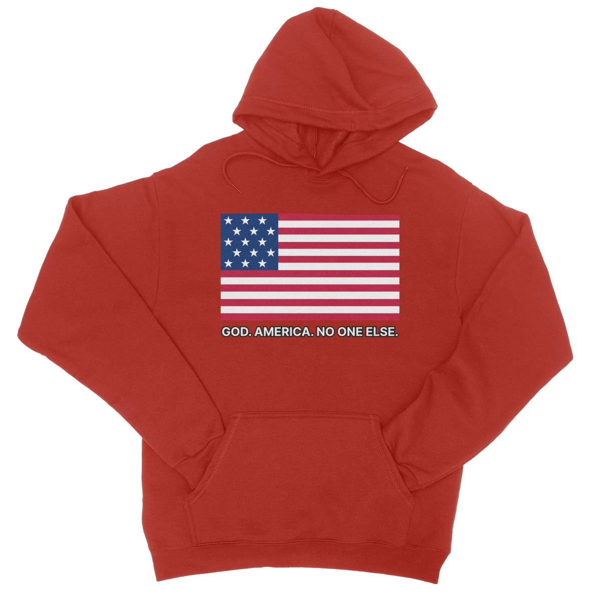 GOD. AMERICA. NO ONE ELSE. College Hoodie Apparel Prodigi XS Fire Red