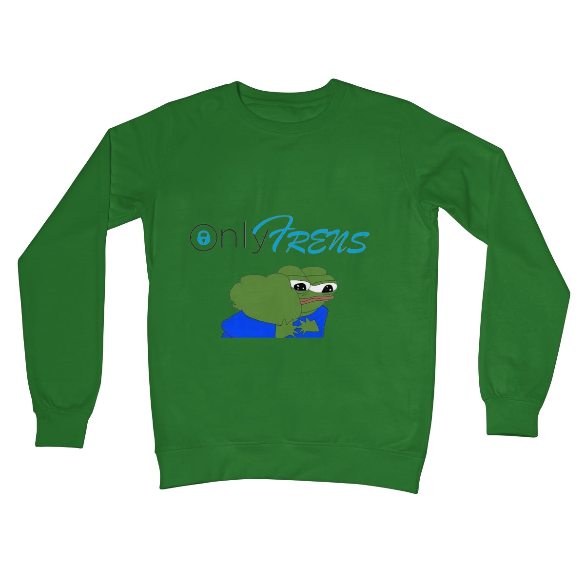 ONLY FRENS - GM PEPE FROG Crew Neck Sweatshirt Apparel Prodigi S Kelly Green