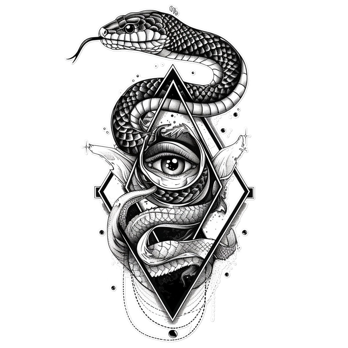 Snake Eye Snake Tattoo (Temporary) Tattoos Prodigi 12"x12"  