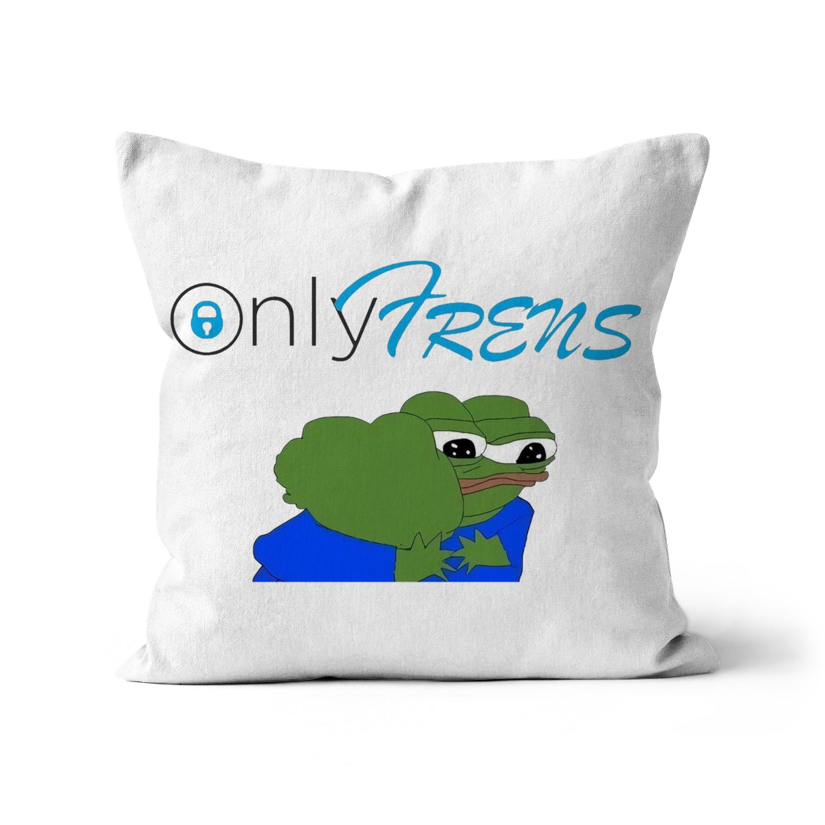 ONLY FRENS - GM PEPE FROG Cushion Homeware Prodigi Canvas 18"x18"