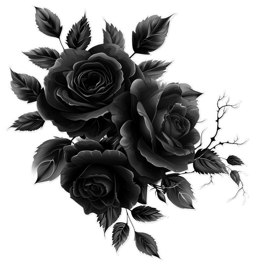 Sweet Black Rose Temporary Tattoo Tattoos Prodigi 12"x12"  