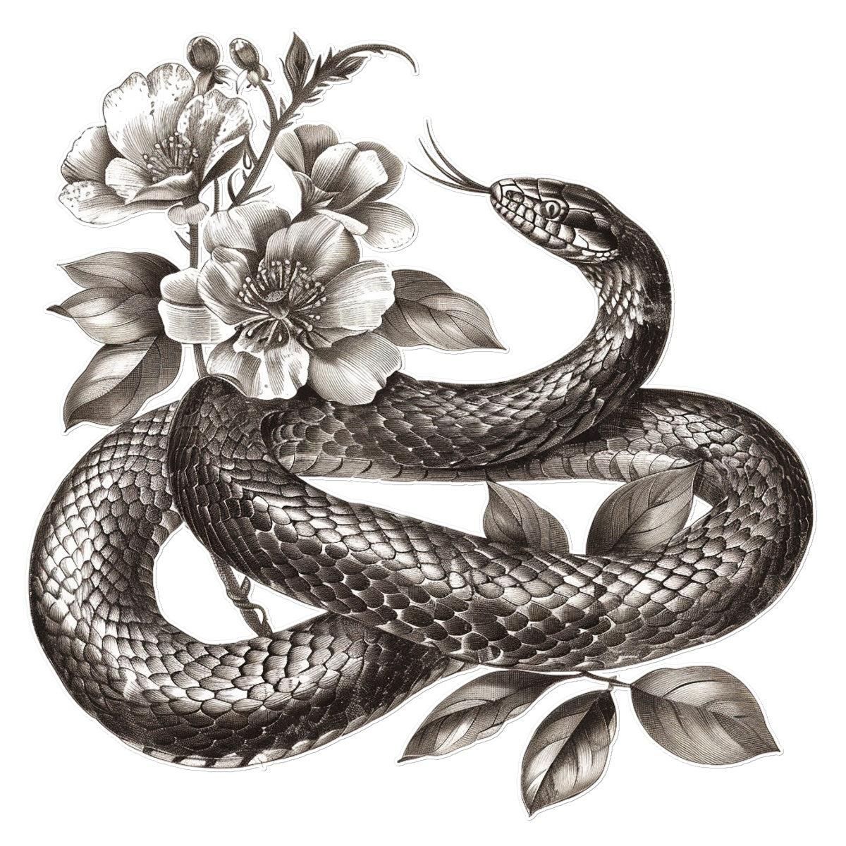 Lovely Garder Snake Tattoo (Temporary) Tattoos Prodigi 8"x8"  