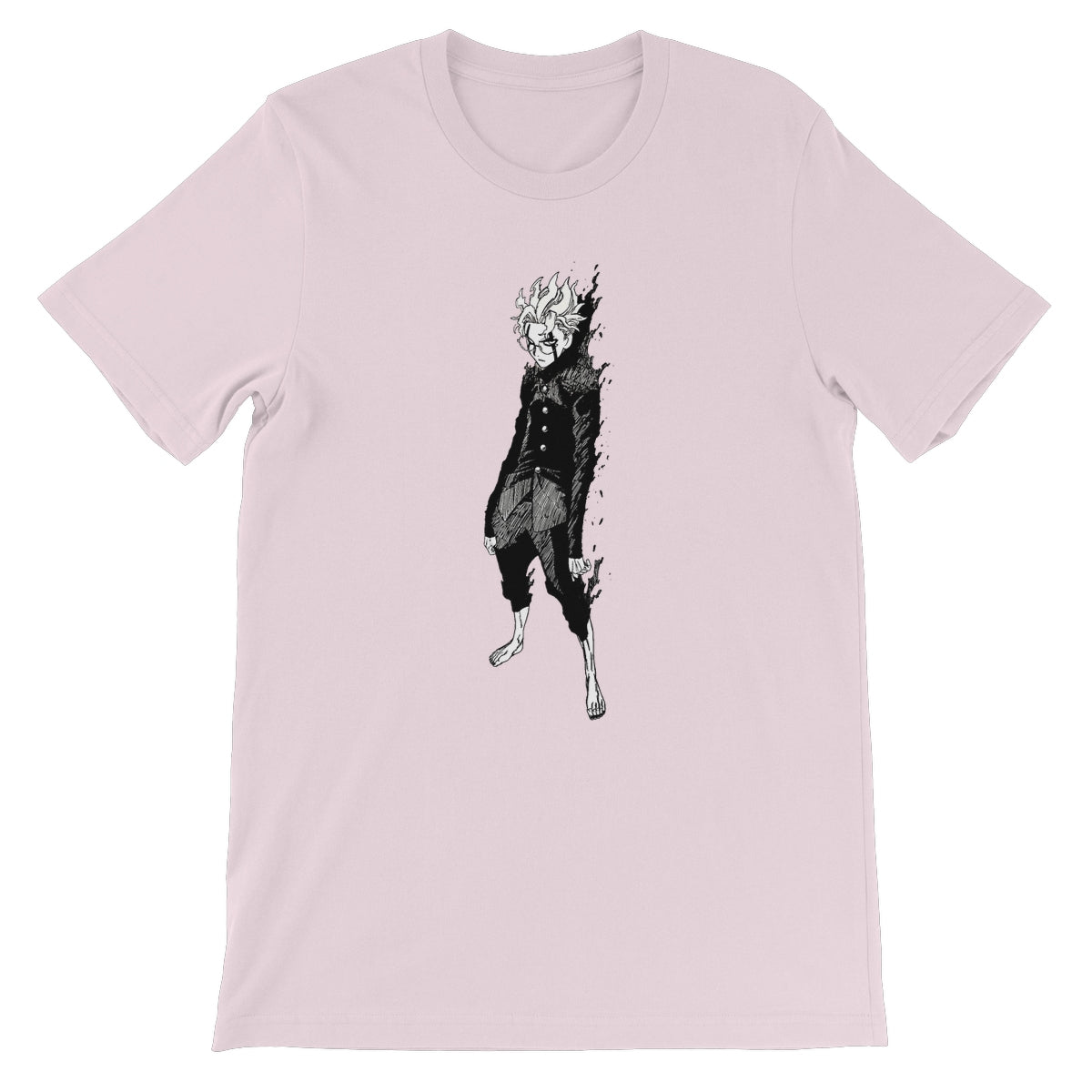 Dandadan: Turbo Granny Transformation Black & White Unisex Short Sleeve T-Shirt Apparel Prodigi S Soft Pink