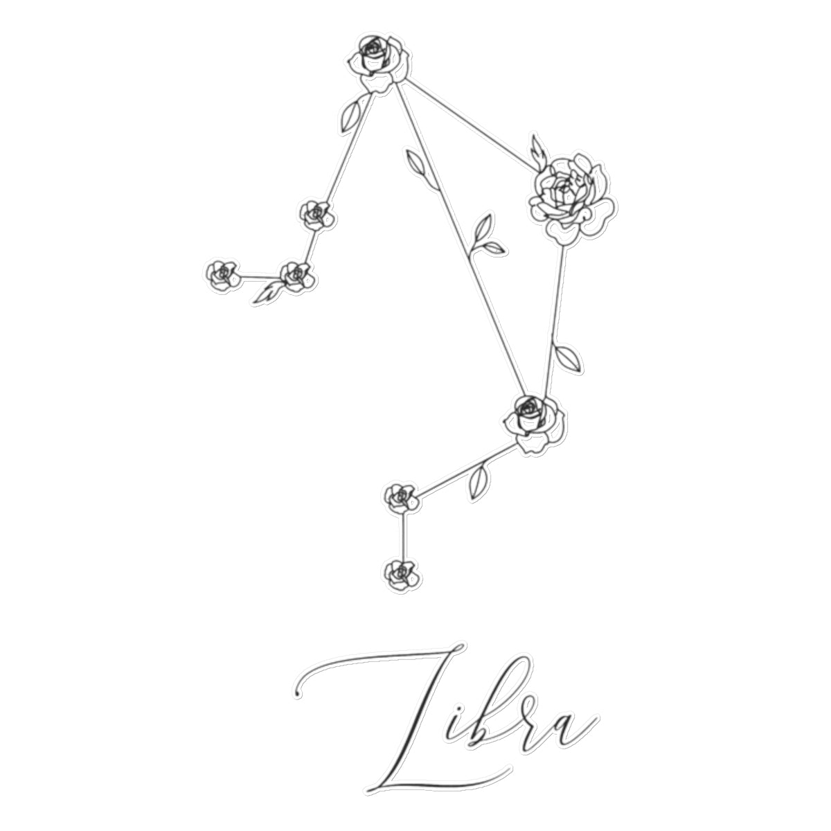 Libra Constellation With Flowers Temporary Tattoo Tattoos Prodigi 12"x12"  