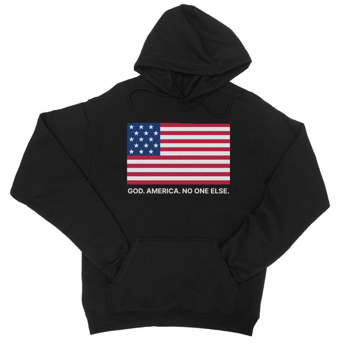 GOD. AMERICA. NO ONE ELSE. College Hoodie Apparel Prodigi XS Jet Black