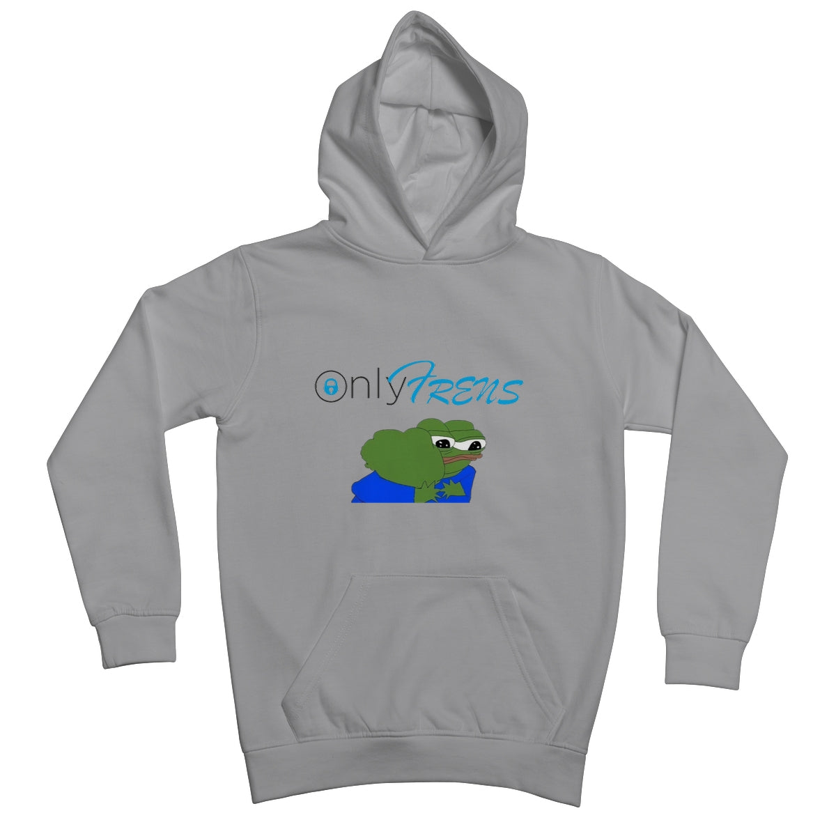 ONLY FRENS - GM PEPE FROG Kids Hoodie Apparel Prodigi XS Heather Grey