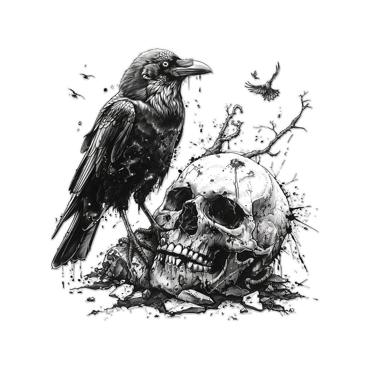 Ominous Flock Raven Temporary Tattoo Tattoos Prodigi 3"x4"  