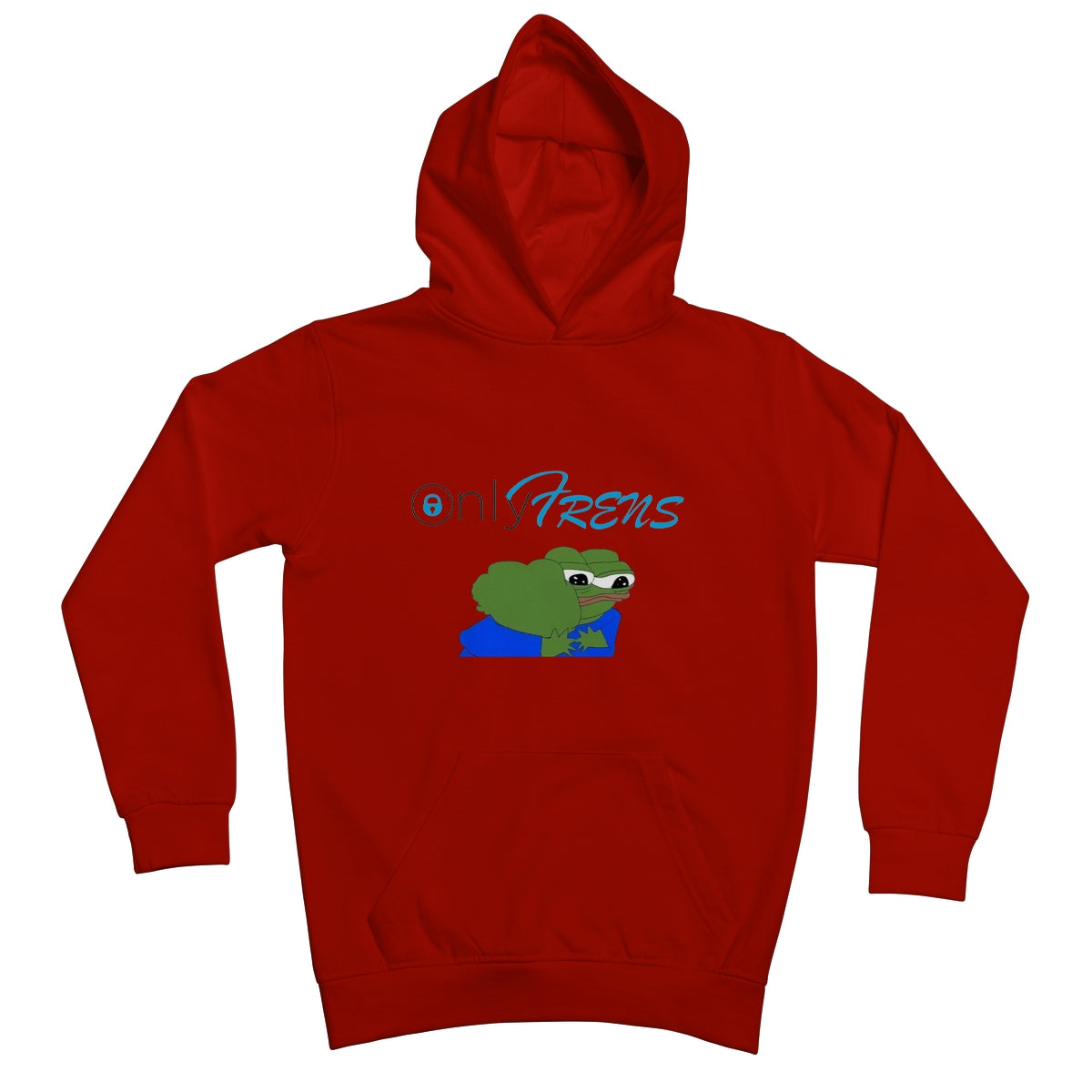 ONLY FRENS - GM PEPE FROG Kids Hoodie Apparel Prodigi XS Fire Red