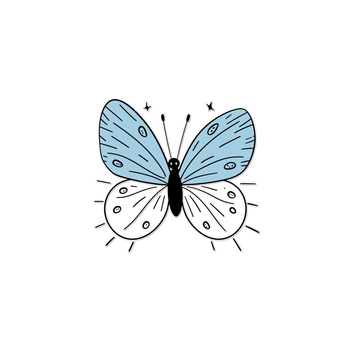 Cartoony Sketch Cutie Butterfly Tattoo (Temporary) Tattoos Prodigi 3"x4"  