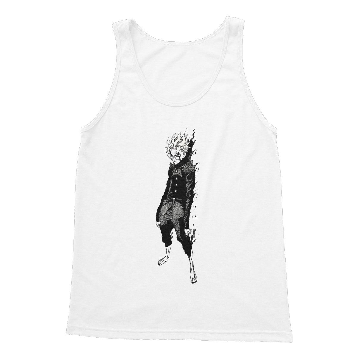 Dandadan: Turbo Granny Transformation Black & White Softstyle Tank Top Apparel Prodigi S White