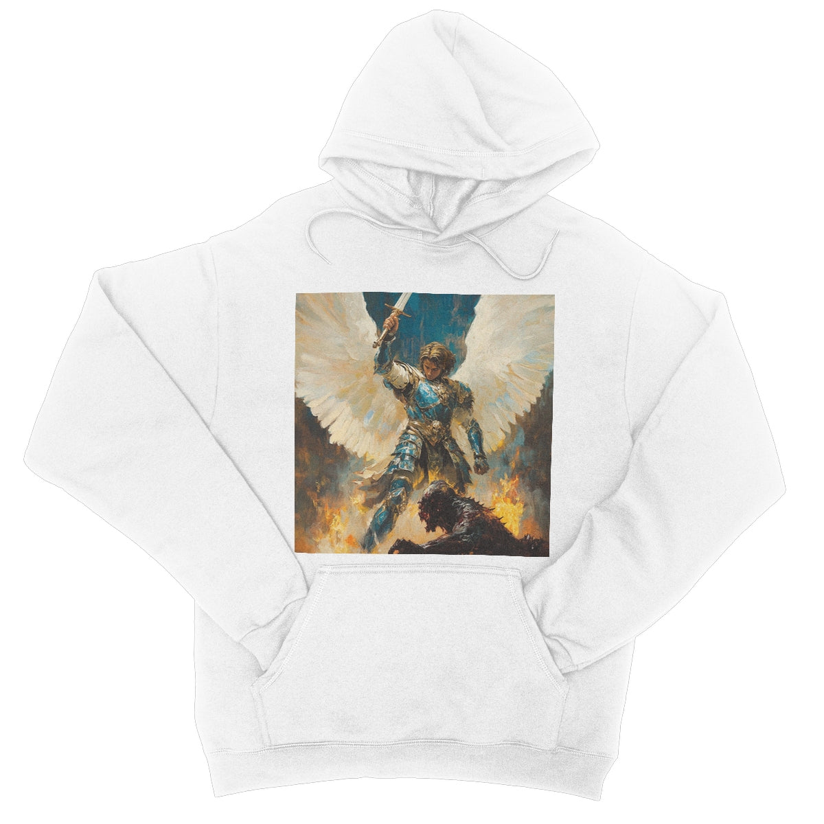 Angelic Defender College Hoodie Apparel Prodigi XS Arctic White