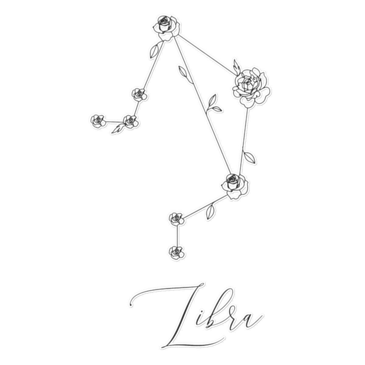 Libra Constellation With Flowers Temporary Tattoo Tattoos Prodigi 8"x8"  