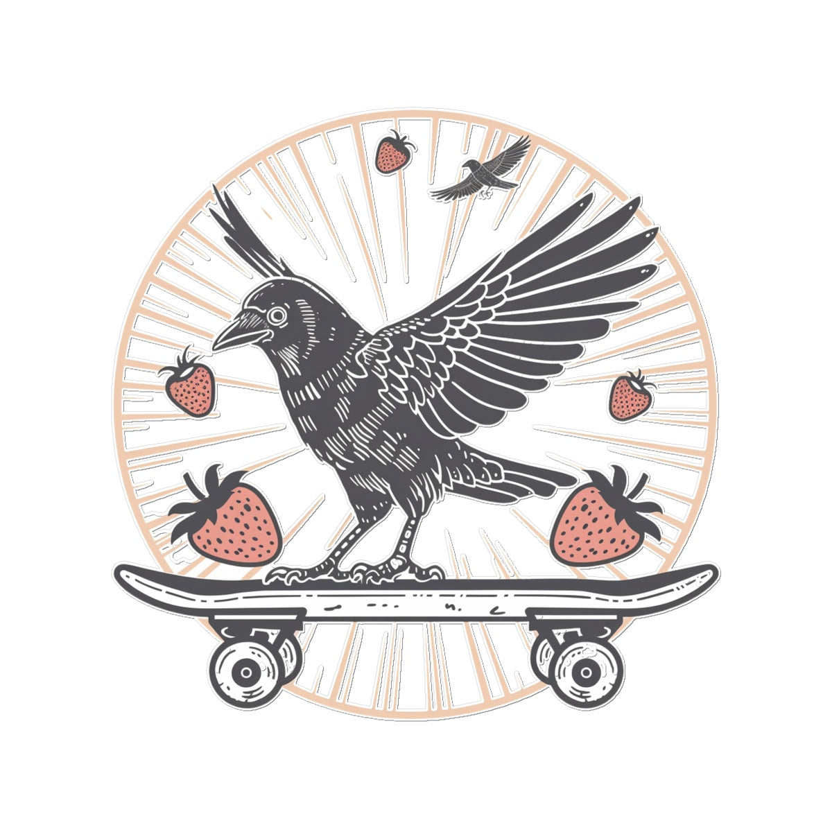 Skater Bird Raven Temporary Tattoo Tattoos Prodigi 3"x4"  