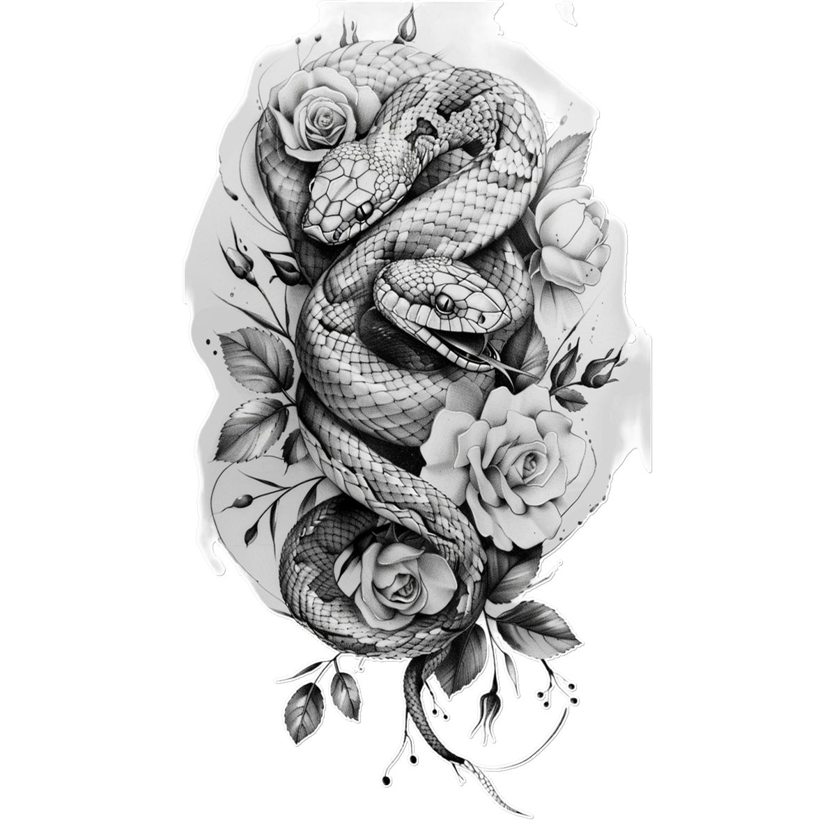 Snake Bouquet Snake Tattoo (Temporary) Tattoos Prodigi 4"x6"  