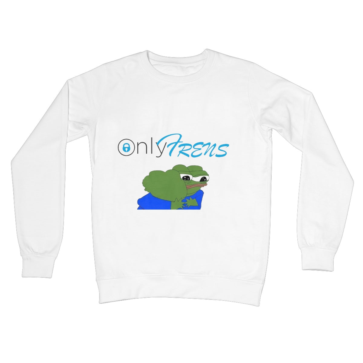 ONLY FRENS - GM PEPE FROG Crew Neck Sweatshirt Apparel Prodigi S Arctic White