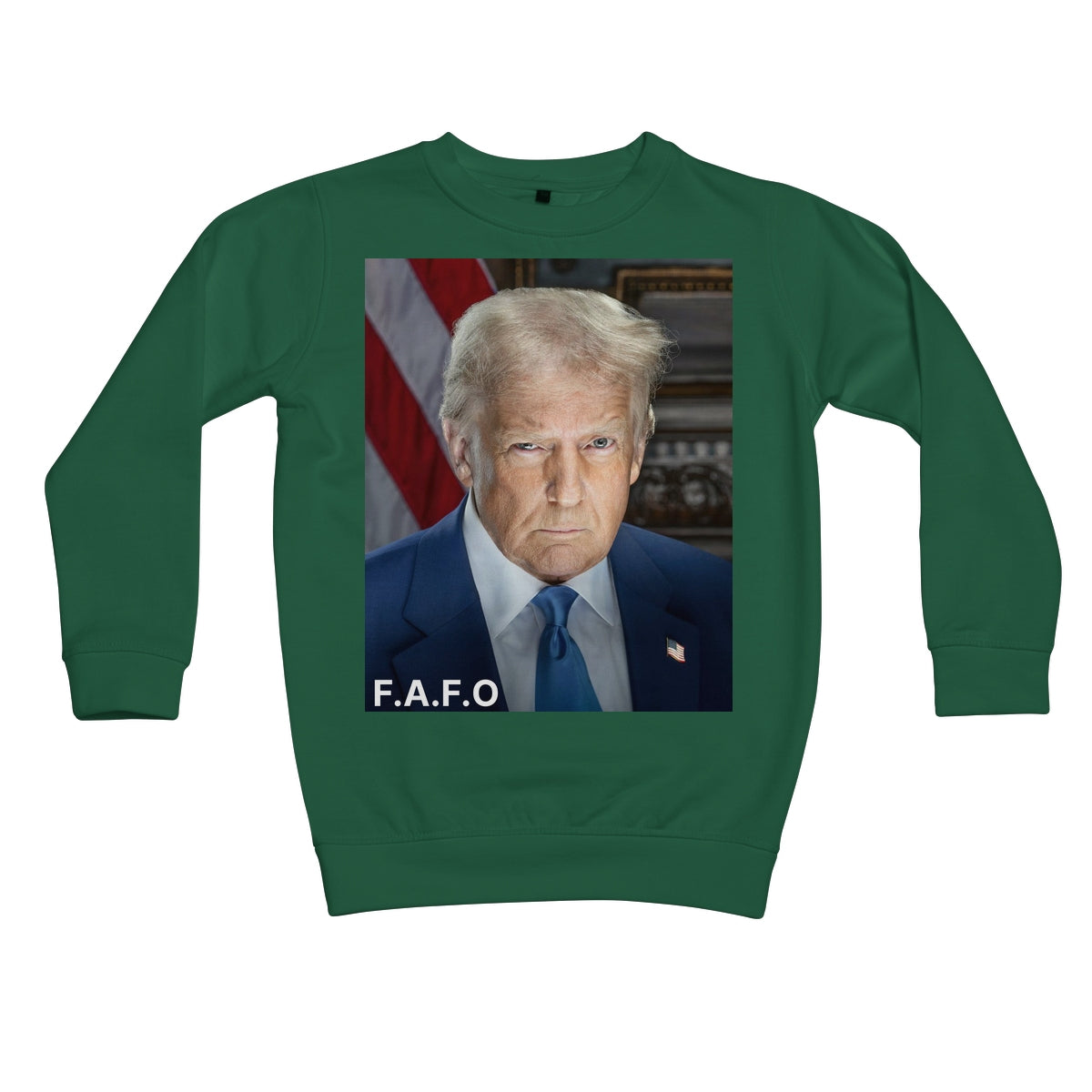 DONALD TRUMP - FAFO Kids Sweatshirt Apparel Prodigi XS Bottle Green