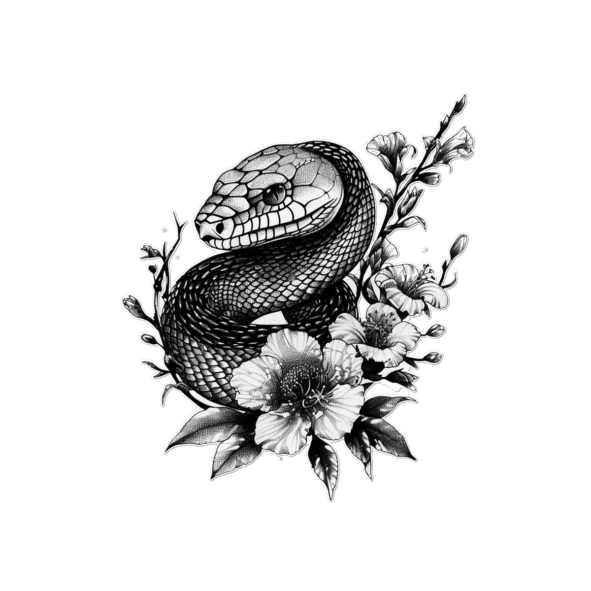 Floral Serpent Snake Tattoo (Temporary) Tattoos Prodigi 3"x4"  