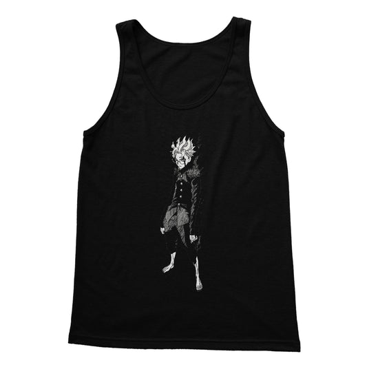 Dandadan: Turbo Granny Transformation Black & White Softstyle Tank Top Apparel Prodigi S Black