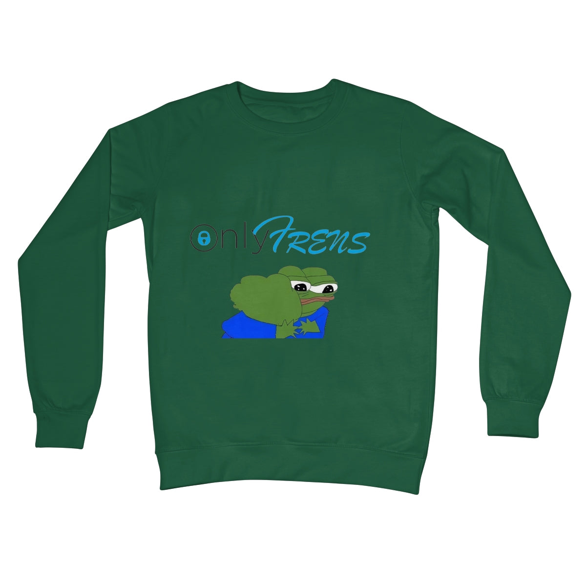 ONLY FRENS - GM PEPE FROG Crew Neck Sweatshirt Apparel Prodigi S Bottle Green