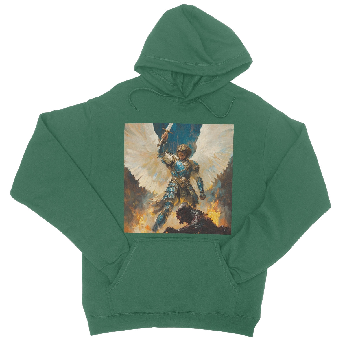 Angelic Defender College Hoodie Apparel Prodigi XS Bottle Green