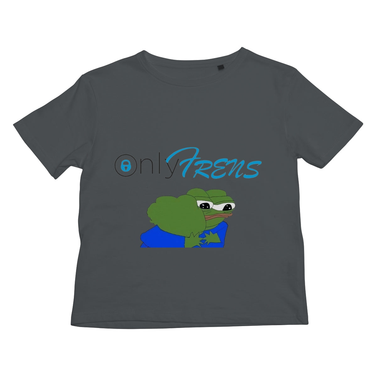 ONLY FRENS - GM PEPE FROG Kids T-Shirt Apparel Prodigi XS Charcoal