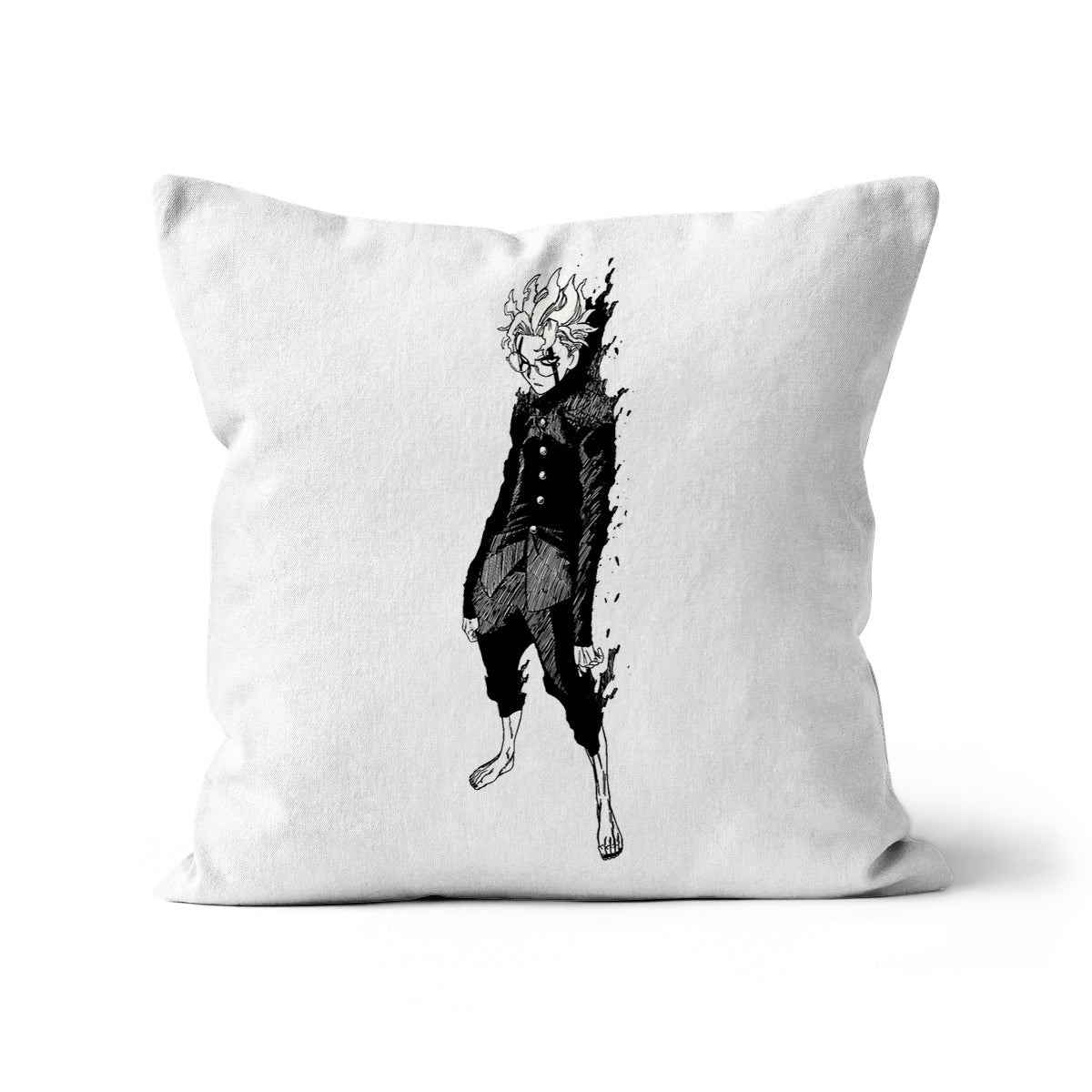 Dandadan: Turbo Granny Transformation Black & White Cushion Homeware Prodigi Canvas 22"x22"