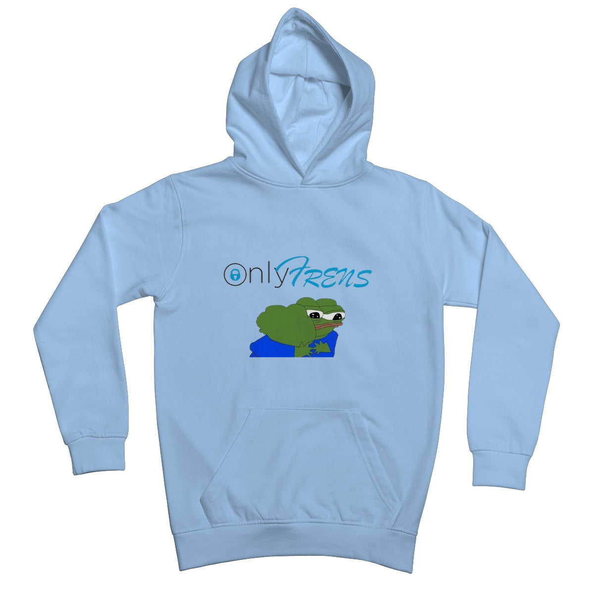 ONLY FRENS - GM PEPE FROG Kids Hoodie Apparel Prodigi XS Sky Blue