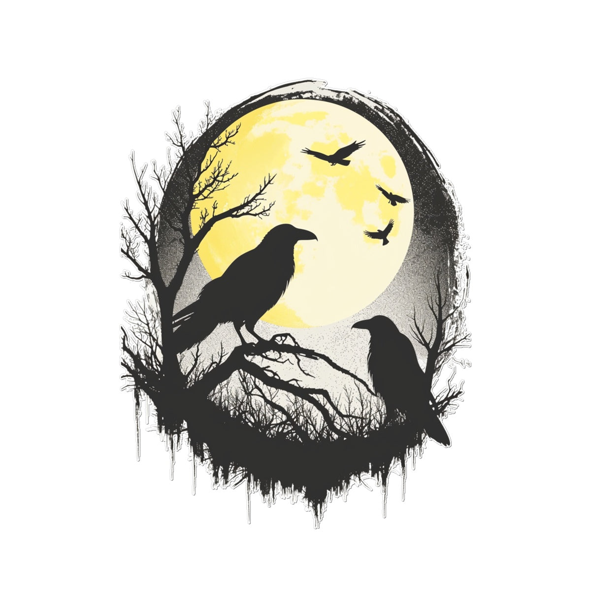 Midnight Moon Raven Temporary Tattoo Tattoos Prodigi 3"x4"  