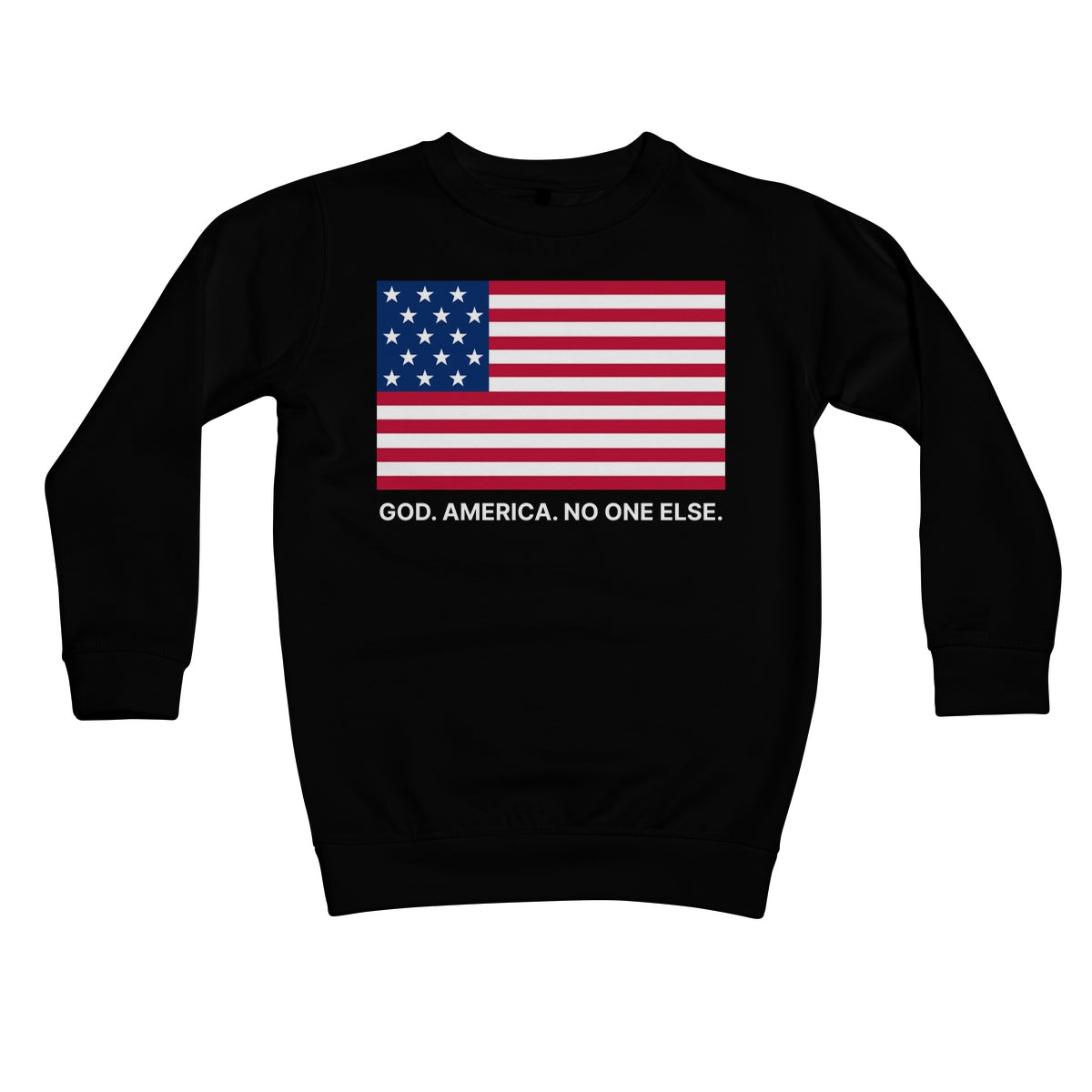 GOD. AMERICA. NO ONE ELSE. Kids Sweatshirt Apparel Prodigi XS Jet Black