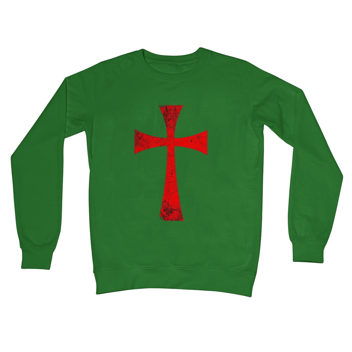 Christ Crusader Cross Crew Neck Sweatshirt Apparel Prodigi S Kelly Green