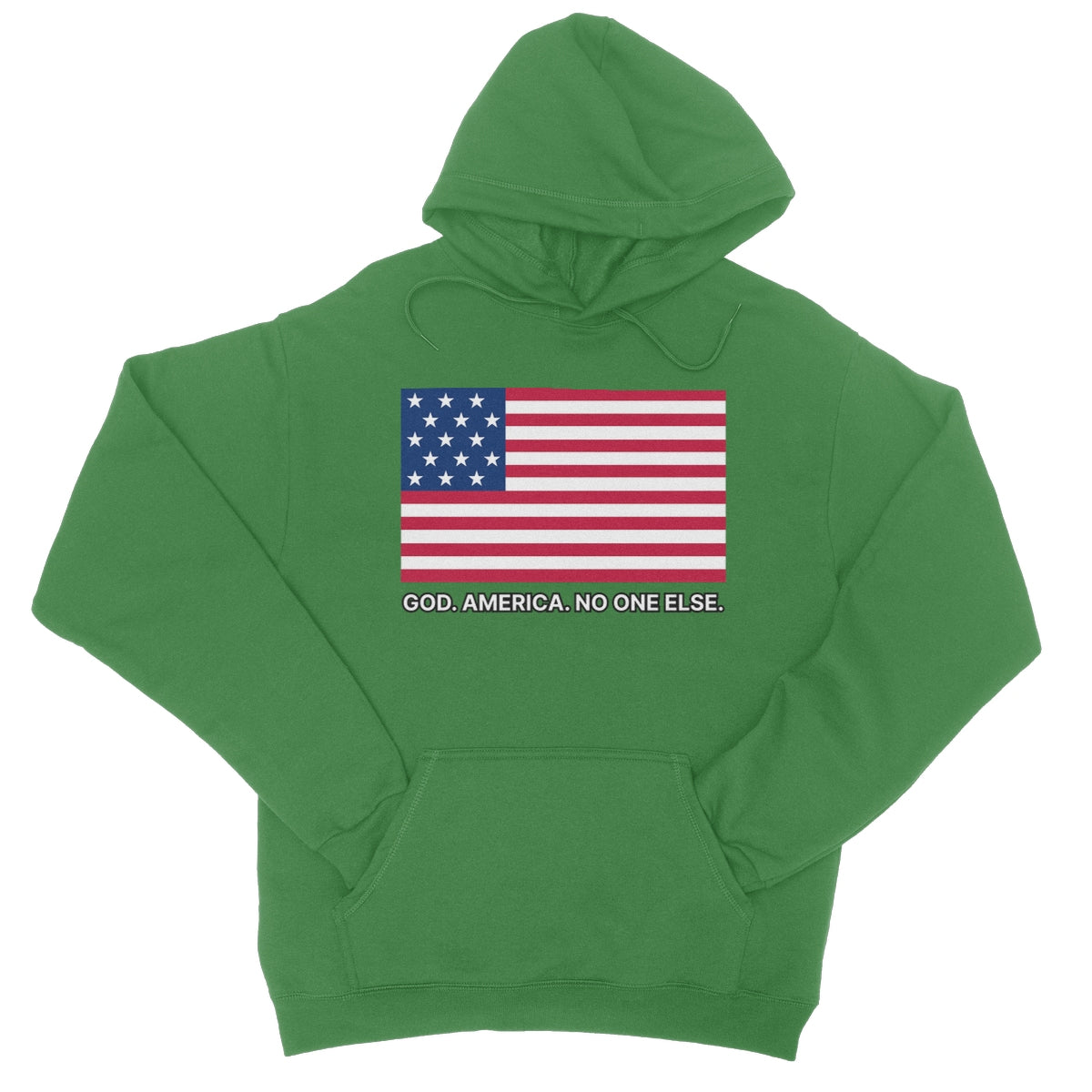 GOD. AMERICA. NO ONE ELSE. College Hoodie Apparel Prodigi XS Kelly Green