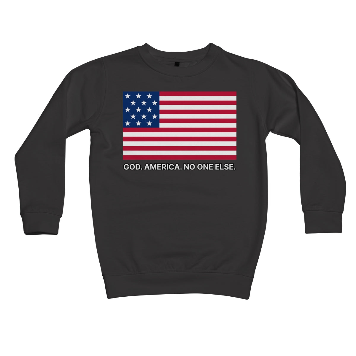 GOD. AMERICA. NO ONE ELSE. Kids Sweatshirt Apparel Prodigi XS Charcoal