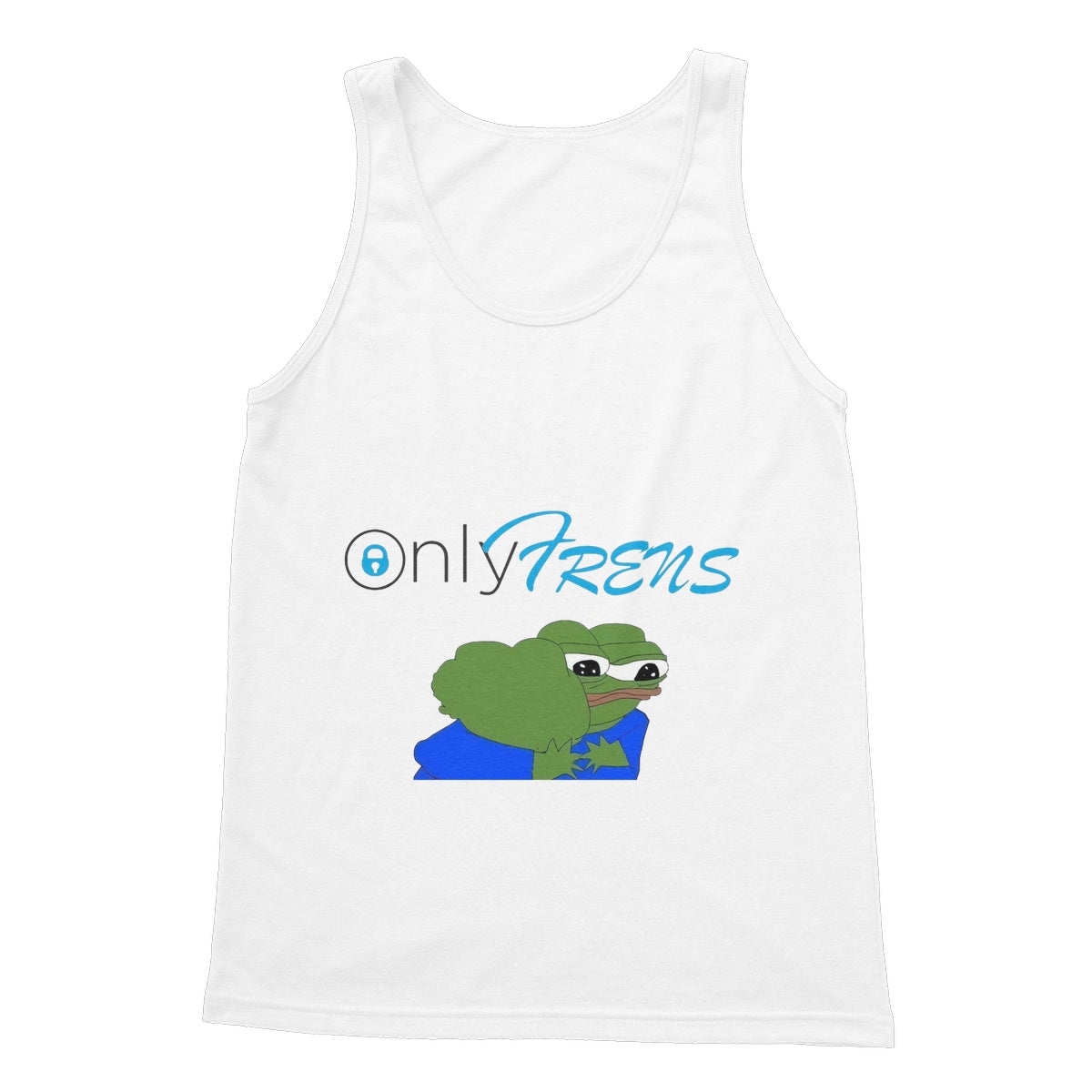 ONLY FRENS - GM PEPE FROG Softstyle Tank Top Apparel Prodigi S White