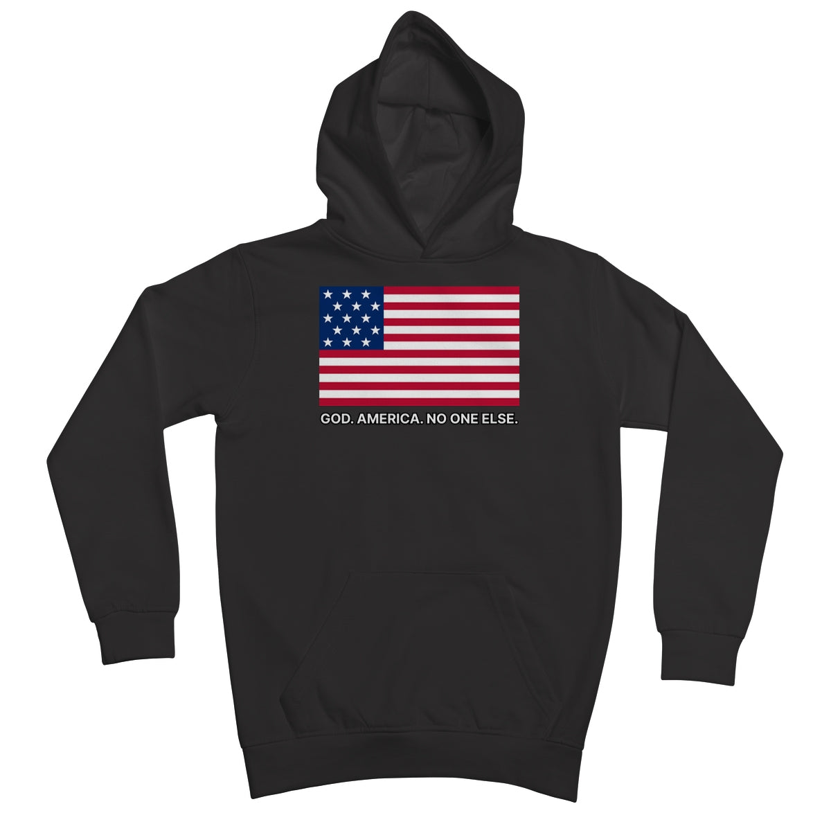 GOD. AMERICA. NO ONE ELSE. Kids Hoodie Apparel Prodigi XS Charcoal