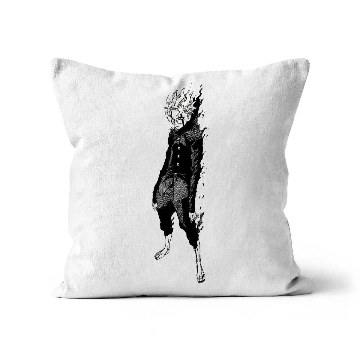 Dandadan: Turbo Granny Transformation Black & White Cushion Homeware Prodigi Canvas 24"x24"