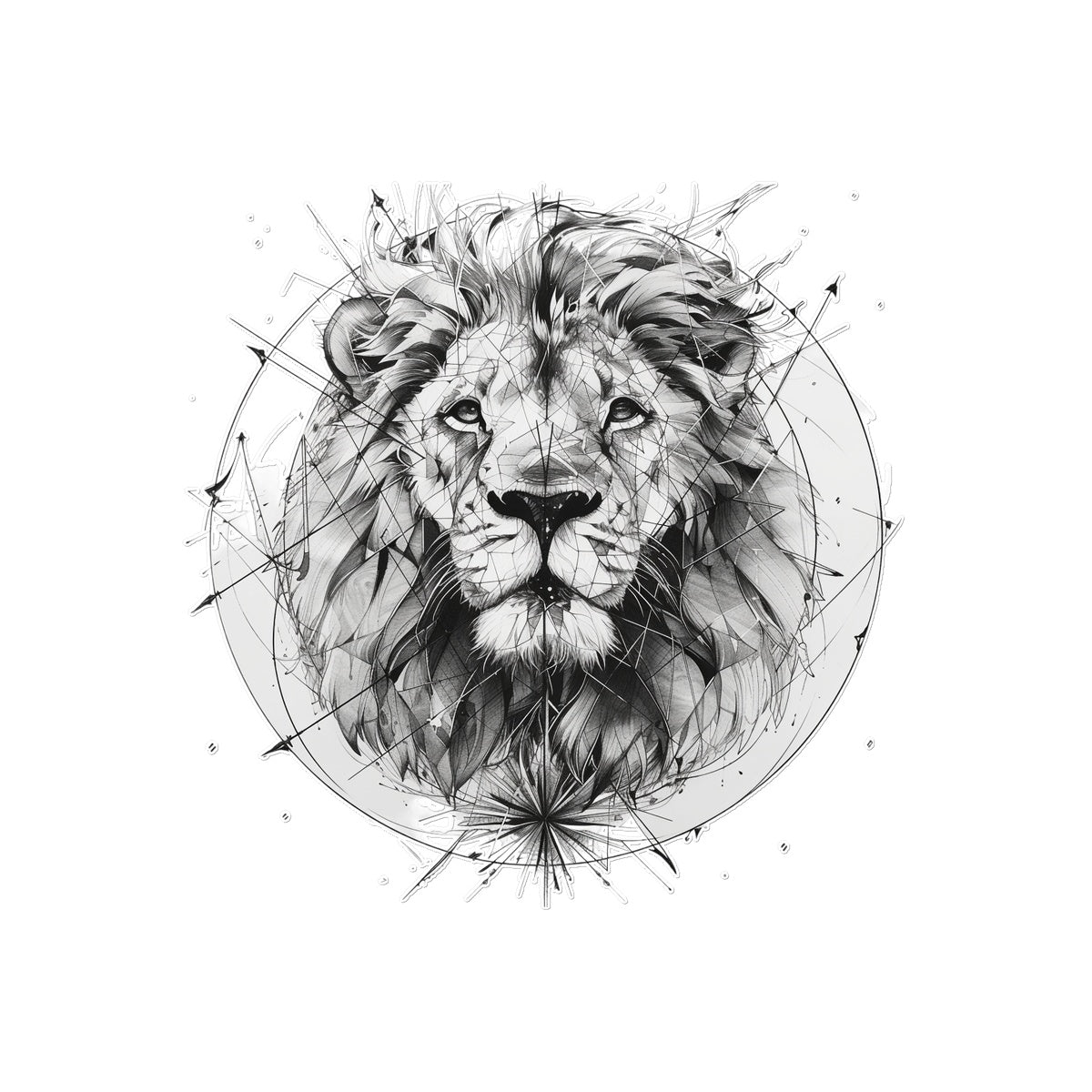 Lion Compass Temporary Tattoo Tattoos Prodigi 4"x6"  