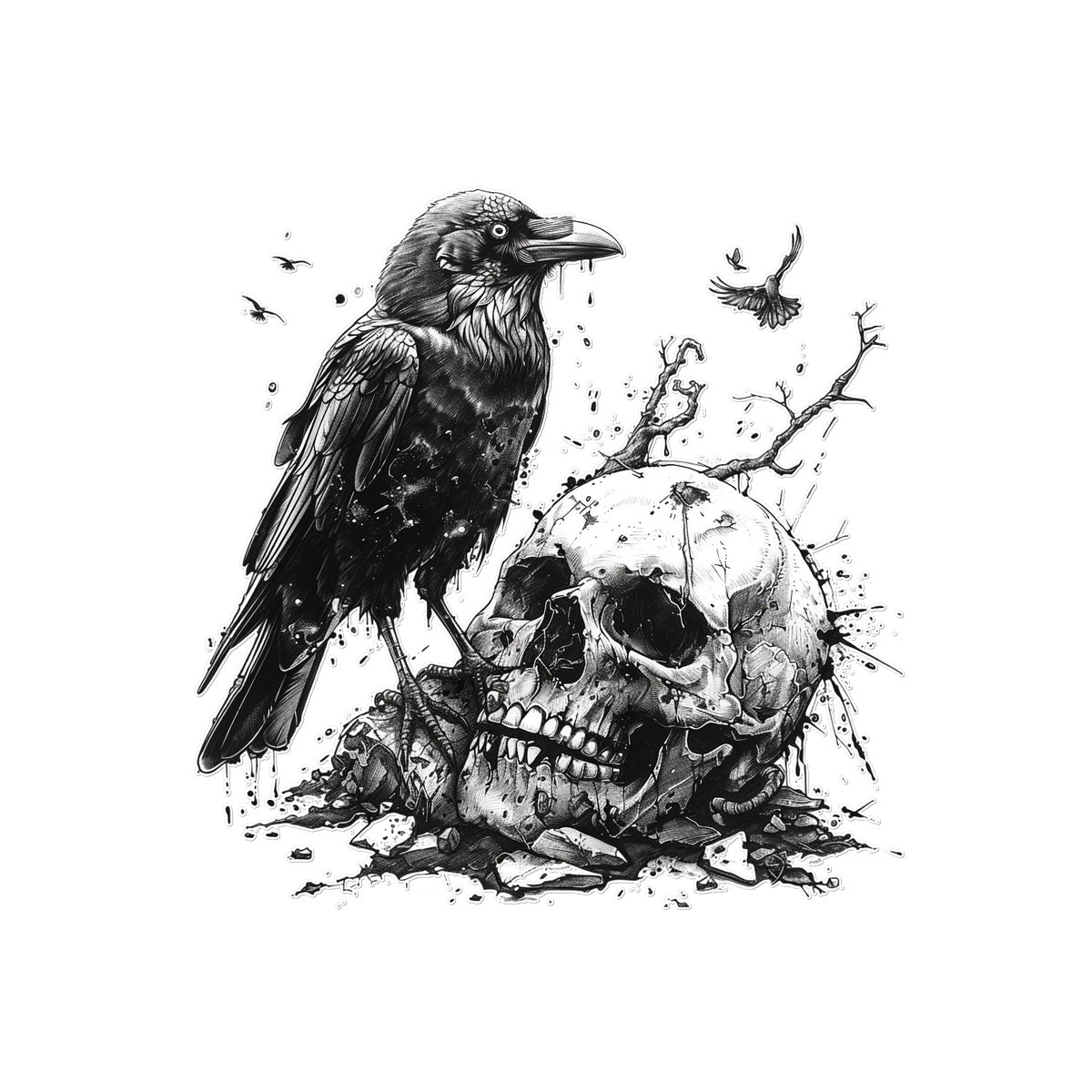 Ominous Flock Raven Temporary Tattoo Tattoos Prodigi 4"x6"  