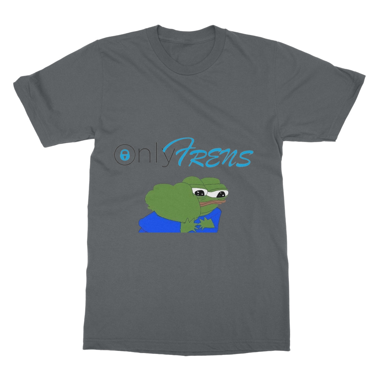 ONLY FRENS - GM PEPE FROG Softstyle T-Shirt Apparel Prodigi S Charcoal