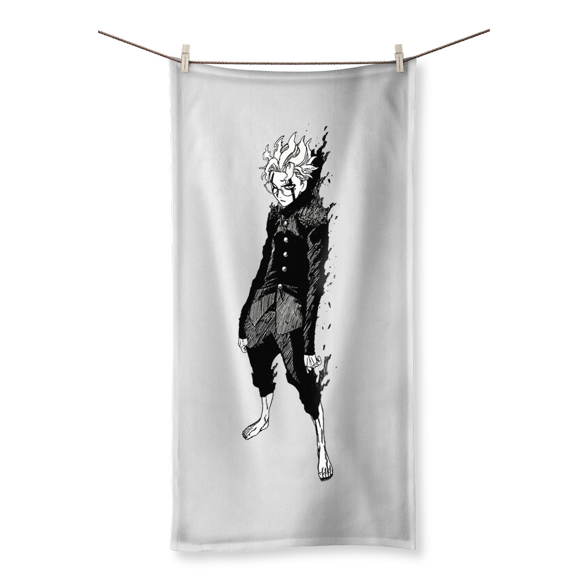 Dandadan: Turbo Granny Transformation Black & White Towel Homeware Prodigi 27.5"x55.0"