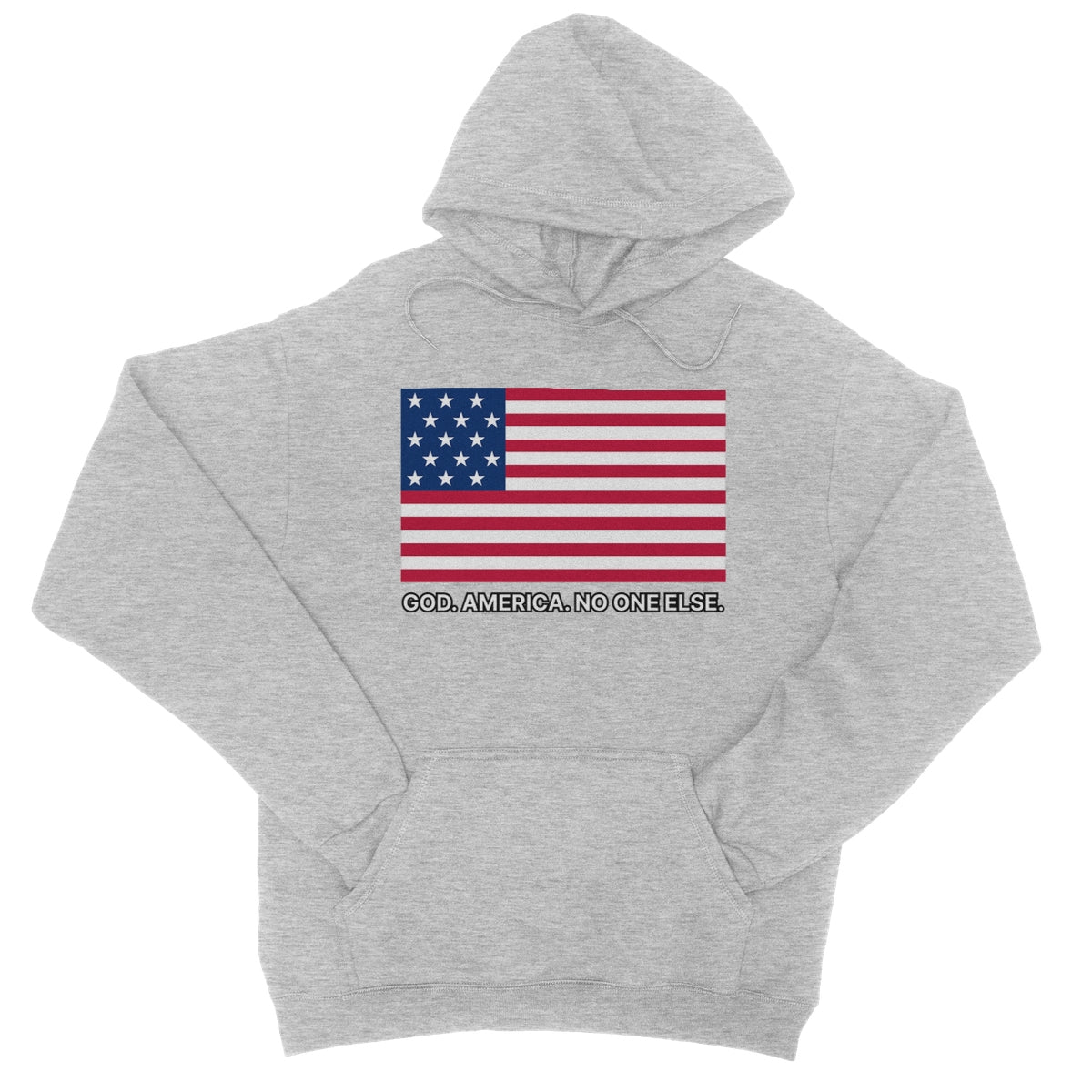 GOD. AMERICA. NO ONE ELSE. College Hoodie Apparel Prodigi XS Heather Grey