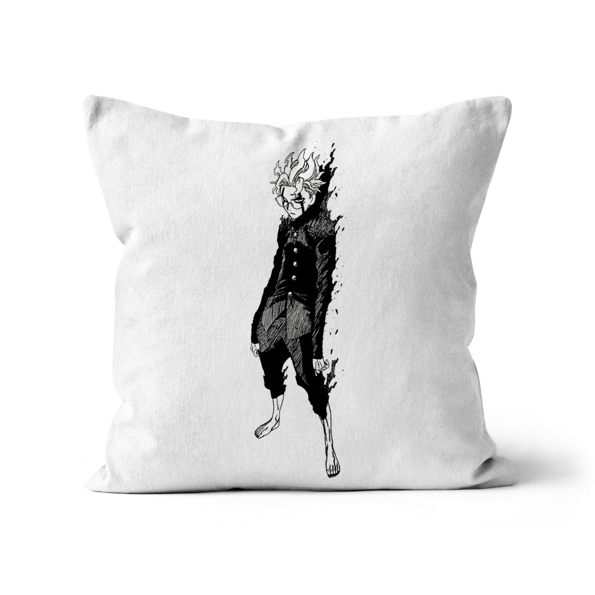 Dandadan: Turbo Granny Transformation Black & White Cushion Homeware Prodigi Linen 12"x12"