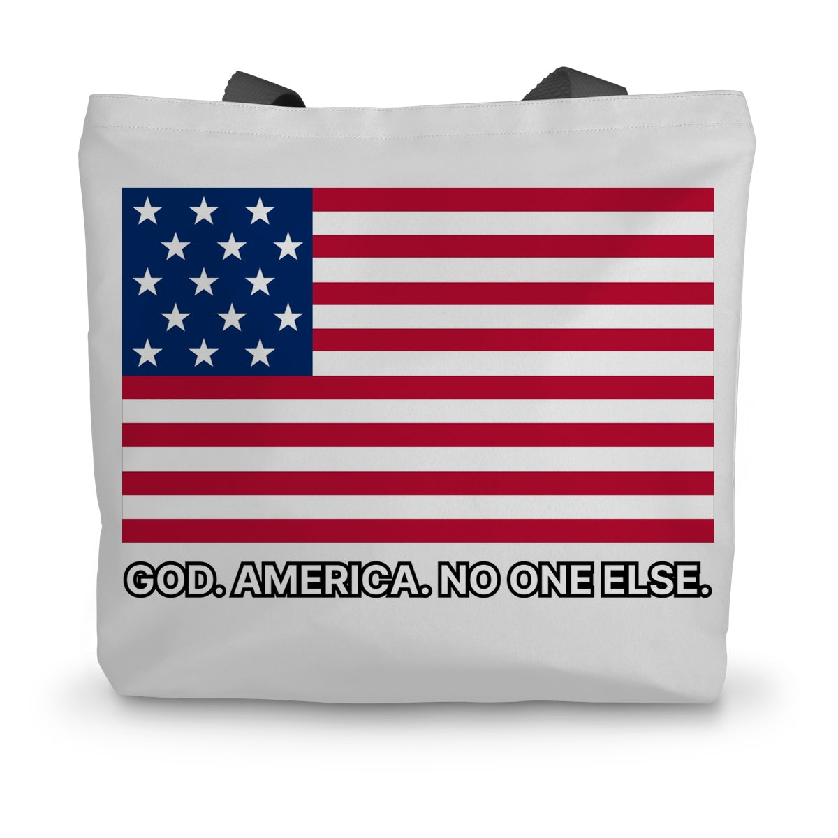 GOD. AMERICA. NO ONE ELSE. Canvas Tote Bag Homeware Prodigi 14"x18.5"