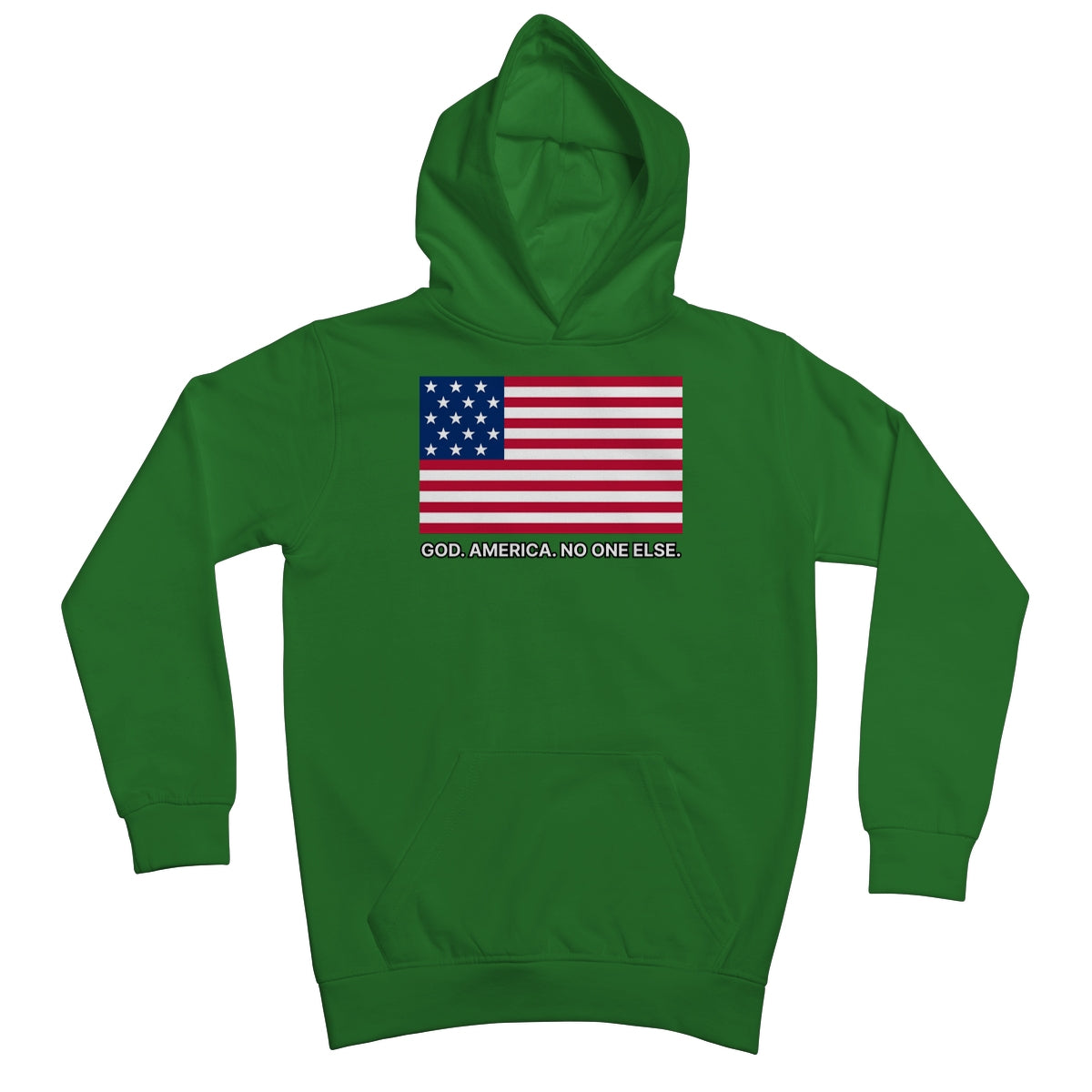 GOD. AMERICA. NO ONE ELSE. Kids Hoodie Apparel Prodigi XS Kelly Green