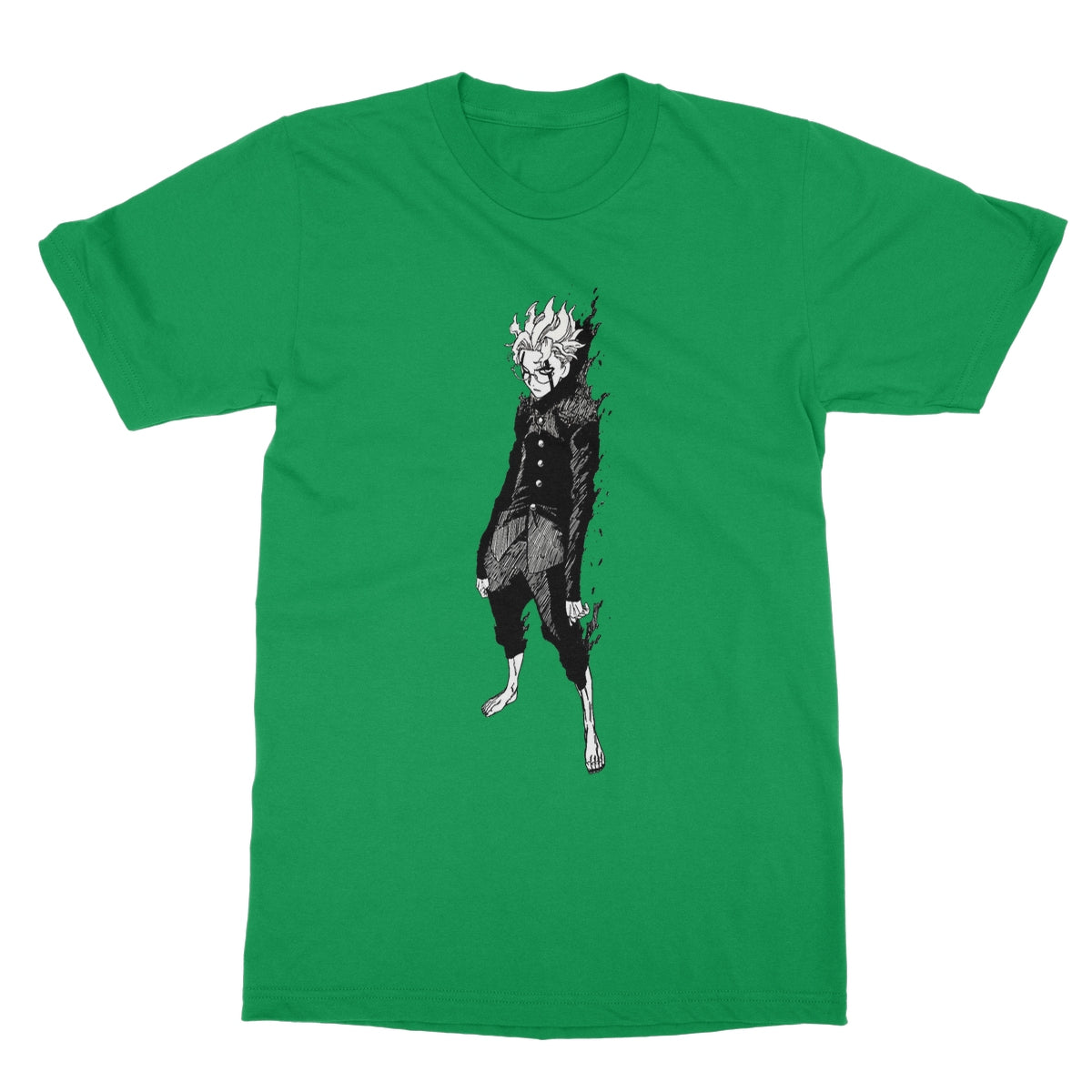 Dandadan: Turbo Granny Transformation Black & White Softstyle T-Shirt Apparel Prodigi S Irish Green