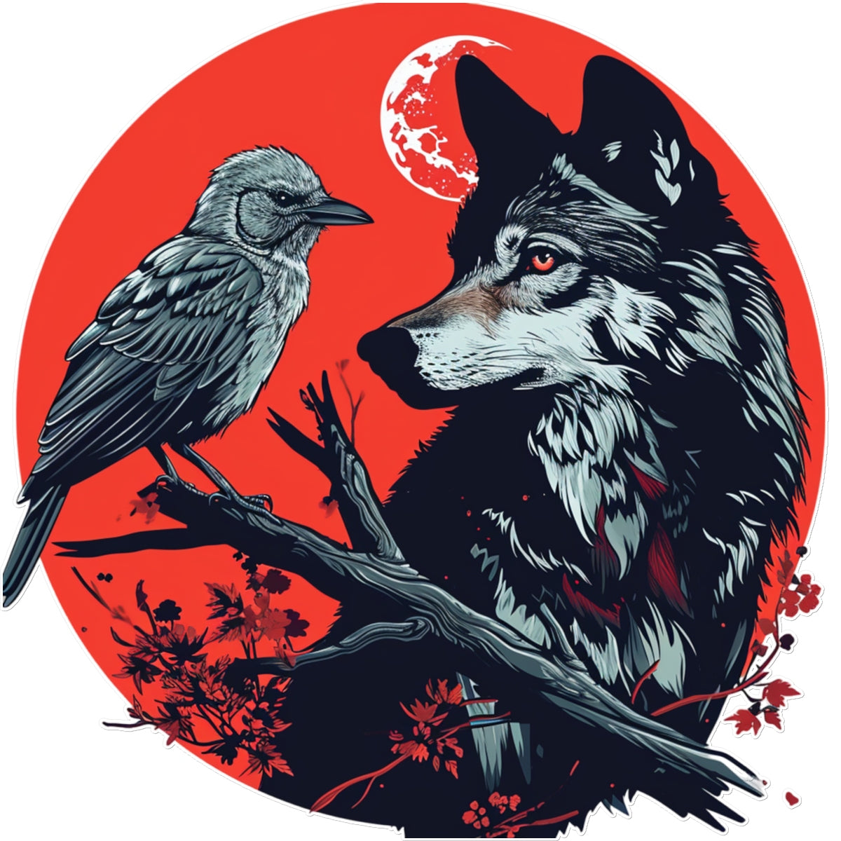 The Wolf & The  Raven Temporary Tattoo Tattoos Prodigi 8"x8"  