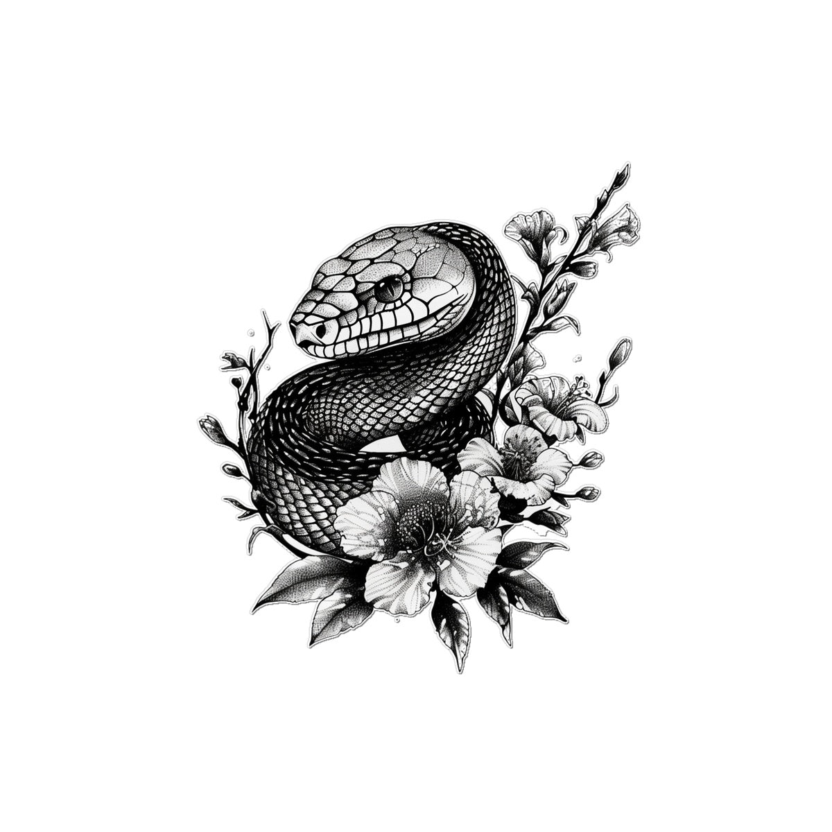 Floral Serpent Snake Tattoo (Temporary) Tattoos Prodigi 2"x3"  