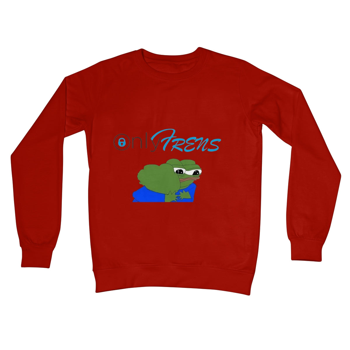 ONLY FRENS - GM PEPE FROG Crew Neck Sweatshirt Apparel Prodigi S Fire Red