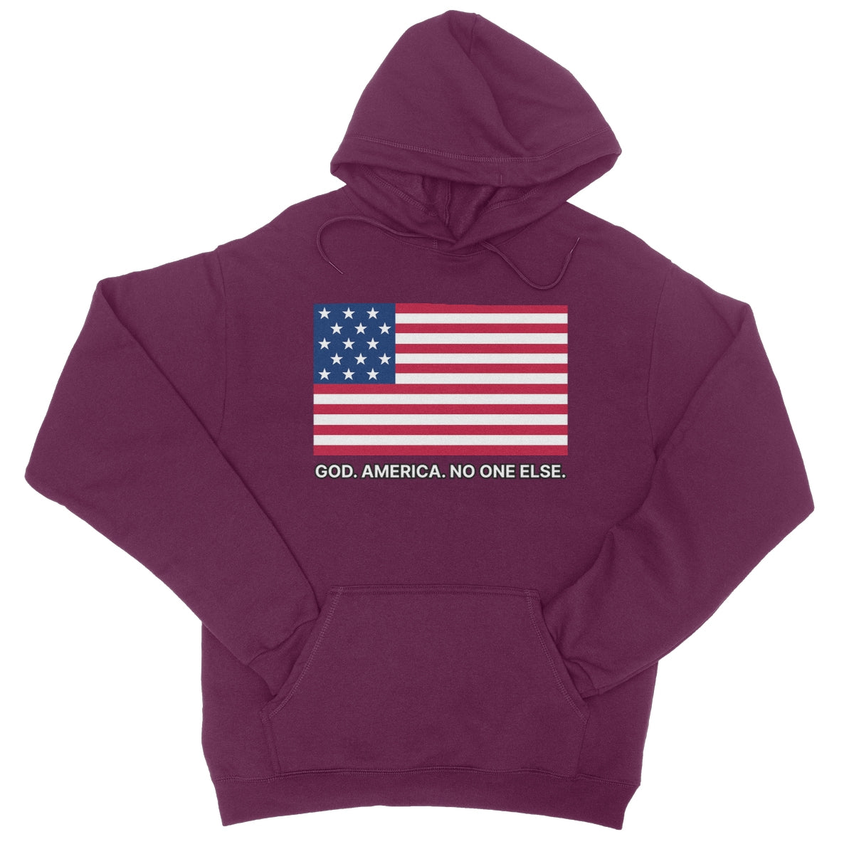 GOD. AMERICA. NO ONE ELSE. College Hoodie Apparel Prodigi S Burgundy