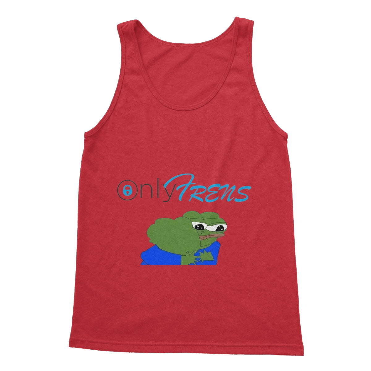 ONLY FRENS - GM PEPE FROG Softstyle Tank Top Apparel Prodigi S Red